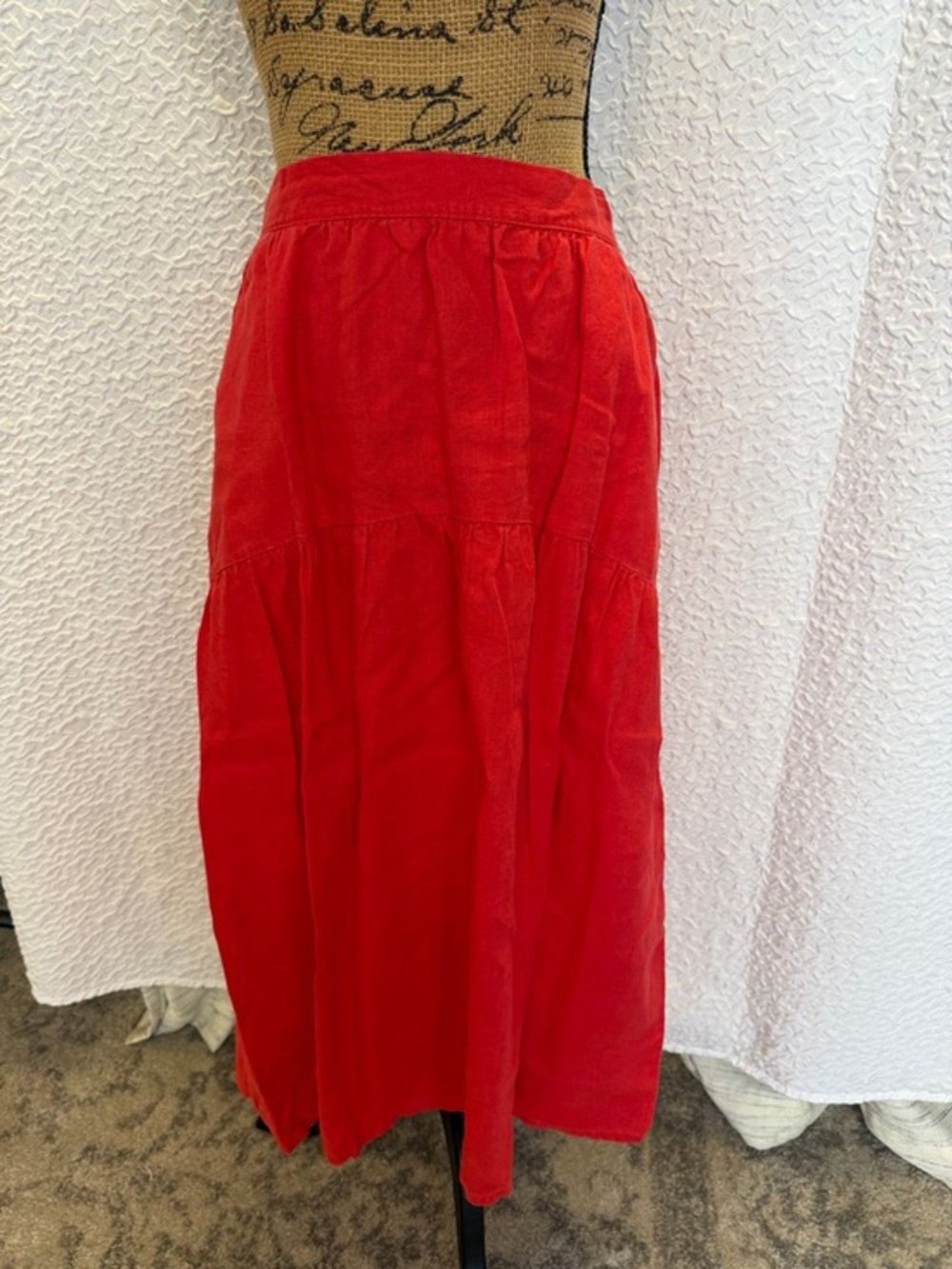 Joie Red Tiered Maxi Linen Skirt
